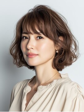 クラゲヘアー/小顔/ココアベージュ/オリーブグレー/川西