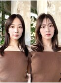 ミディアムレイヤーカット/20代30代40代/顔周りカットワンカール