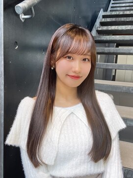 アム 表参道(am) シースルーぱっつん【前髪レイヤーロングパーマ黒髪】