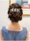 後れ毛三つ編み込みシニヨン結婚式二次会ヘアアレンジアップ☆