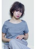 ブルーグレージュ×ぶつ切りボブ×アンニュイヘア×セシルカット