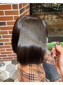 小顔カット×髪質改善×酸性縮毛矯正×カーキカラー
