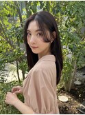 大人かわいい美髪ストレート/ピンクベージュ/シースルー前髪