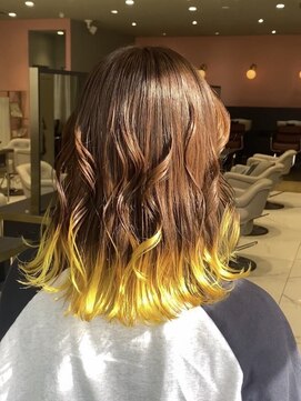 アース コアフュールボーテ 松本庄内店(EARTH coiffure beaute) ブラウンイエロー_エンドカラー_裾カラー_デザイン