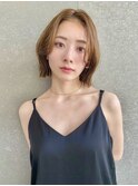 切りっぱなしボブ レイヤー デザインカラー 縮毛矯正 髪質改善