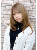 ミルクティーベージュ　ワンカールレイヤー☆20代30代40代50代