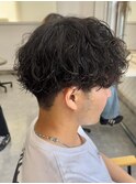 波巻きパーマメンズパーマメンズヘアツーブロックツイストパーマ