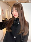 まろやかベージュ/シースルーバング/顔まわりカット