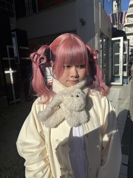 アソビセカンド 原宿(ASOBI 2nd) ダブルカラー/黒髪/ボブルフ/ネビージュ/原宿/ハイトーンカラー