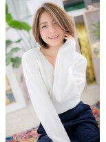 伸ばしかけにも◎暖色系カラーひし形シルエットロブc1