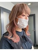 バイカラー×イヤリングカラー×ピンクカラー×くびれミディ