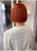 ＊オレンジカラー×切りっぱなしボブ＊
