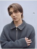 ミルクティーベージュツーブロックナチュラルセンターパート流行