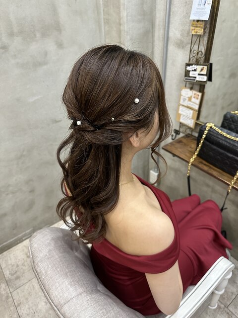 【Bormee】キレイめオトナ女子ハーフアップパーティヘアセット