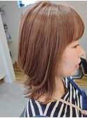 ハニーベージュ×細めハイライト