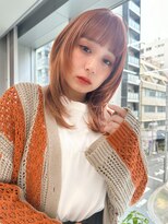 ネオリーブ クーロ(Neolive curro)&nbsp;顔回り小顔レイヤー×ミディアムオレンジヘア