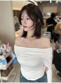 大人っぽい鎖骨上ウルフミディアムレイヤー(新宿/レイヤー/韓国)