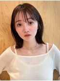 切りっぱなしボブ似合わせカットメルティカラー外ハネ小顔前髪