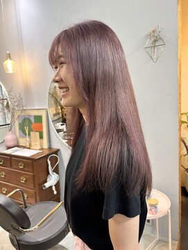 チャプター 問屋町(chapter) ケアブリーチラベンダーピンクベージュ顔周りレイヤーカット韓国