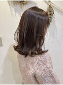 ナチュラルレイヤー × ピンクグレージュ