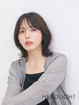 アーサスバイヘッドライト 羽村小作台店(ursus by HEADLIGHT) ミディアムレイヤーウルフボブレイヤーチャコールグレー小顔黒髪