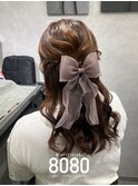 ねじりハーフアップ