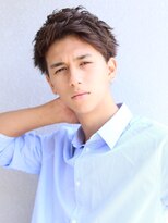 七三オールバック　ツイストパーマ　ビジネス　かき上げヘア