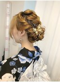 編み込みシニヨン浴衣アレンジ【ヘアアレンジ　立川/立川南口】