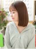 シースルーバングxココアブラウン小顔ロブa戸頭20代30代40代