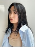 【黒髪ウェット無造作ヘア】フェイスフレーム姫カットレイヤー