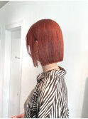 【お客様style】オレンジピンク切りっぱなしボブ【担当YUKINA】