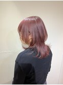 ☆ウルフカットピンクカラーレイヤーカットオレンジカラー