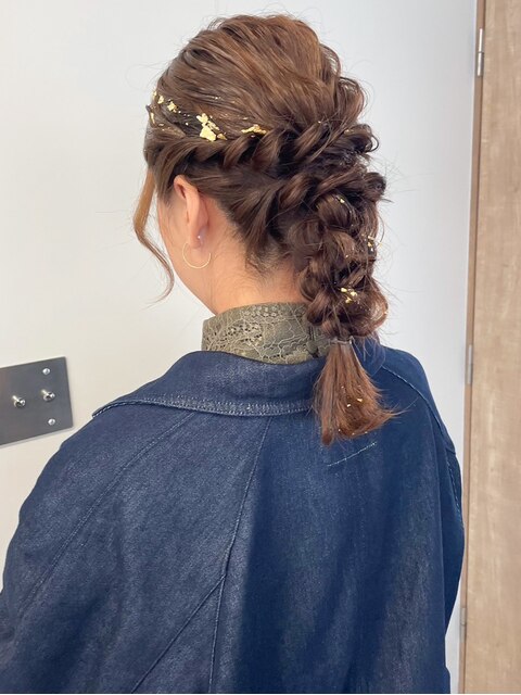 編みおろしアレンジ＊結婚式お呼ばれパーティーヘアセット