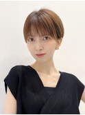 大人ショート前髪ありマッシュショートベージュカラーK20240502