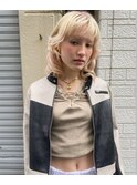 レイヤーカット　グランジヘア　マレットヘア　ブロンド