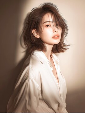 ラベスト キョウト(LOVEST) レイヤーボブ/フェイスレイヤー/アッシュブラウン/外はねボブ