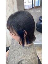 シングル 柏(Single) インナーブルー 切りっぱなしボブ