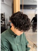 刈り上げツイストスパイラルケアパーマメンズマッシュショート