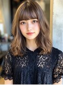 くびれヘア ハイライトカラー アプリコットオレンジ 夏
