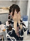 ツイン編みおろし 浴衣ヘア