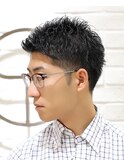 爽やかビジネス刈り上げアップバング好印象眉毛カット