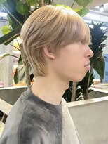 サンクマーケット 渋谷(cinq MARKET) ミルクティーベージュダブルカラー韓国風メンズセンターパート