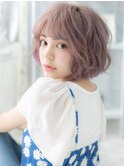 ラベンダーベージュ小顔シャギーボブパーマh4越谷10代20代30代