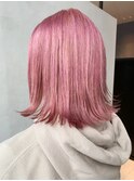 ピンクミディ_外ハネボブアッシュブラウンネオウルフ_ba275652