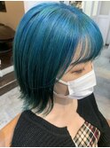 #ボブ #ブルーカラー #ハイトーンカラー