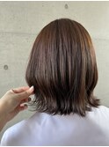 暗髪オレンジブラウン 大人可愛い外ハネショート