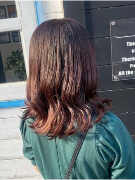 リッカヘアー(Ricca hair) ゆるふわウルフ 暖色カラーミディアムグラデーションカラー