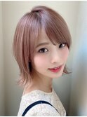 ◎ハイトーンピンク顔周りレイヤーカットボブ