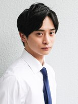スーツ短髪ツーブロック束感モテる黒髪シークレットパーマ流行