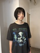 =メンズボブ/ダークアッシュ/ニュアンスパーマ／メンズウルフ